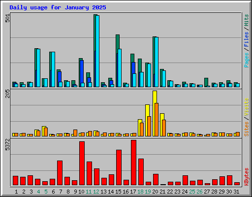Daily usage for January 2025